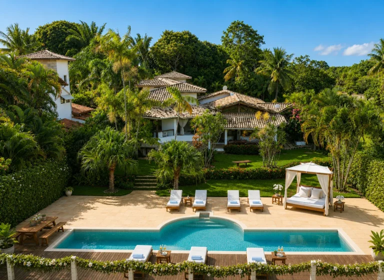 Sea-view pool with sun loungers at Azorai Hotel Boutique, near Porto Seguro